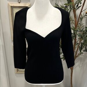 Maeve Classic Black Sweetheart Neck Knit Top